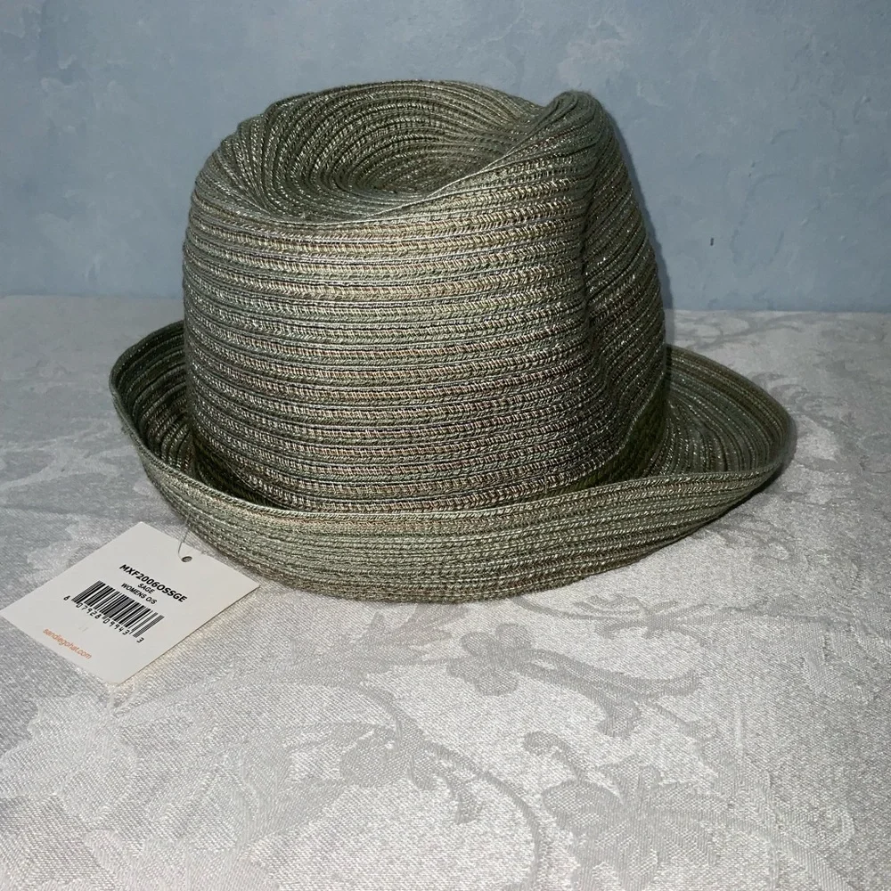 The San Diego Hat Company Four Buttons Light Olive Fedora Hat Women’s OS NWT